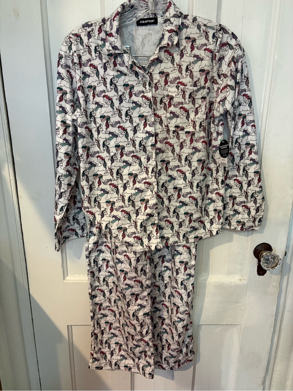Joe Boxer Girls' White Unicorn Print Pajama Set